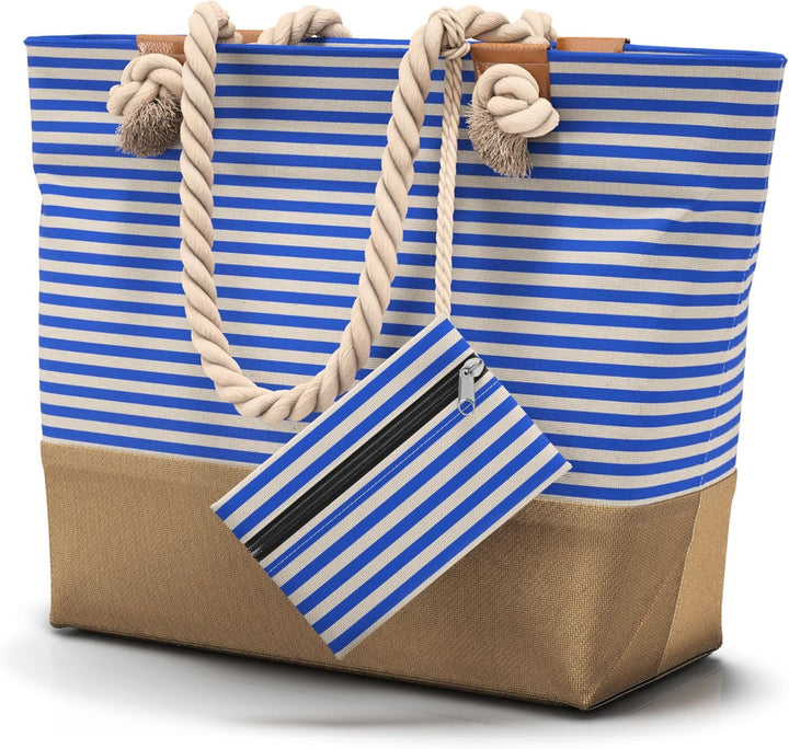 Strandtasche XXL Familie, Damen, Herren - mit Reissverschluss & 2x Innentaschen (für nasse Badekleid
