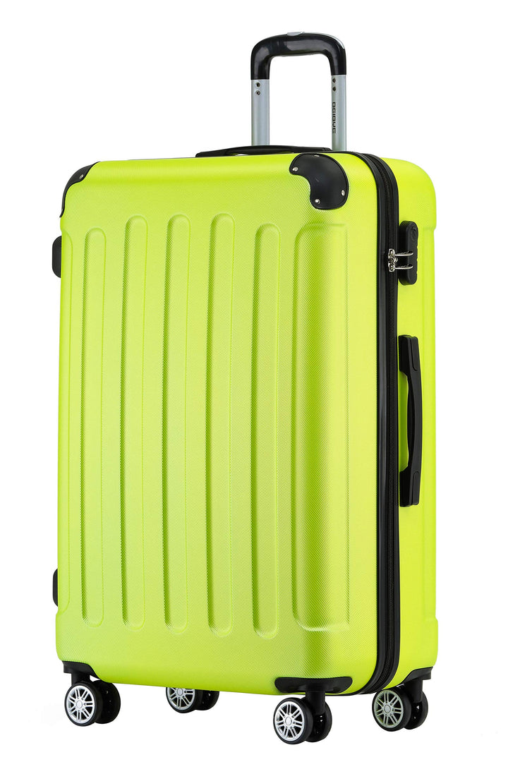 BEIBYE Hartschalen-Koffer Trolley Rollkoffer Reisekoffer Handgepäck 4 Rollen (M-L-XL-Set) (Gruen, L)