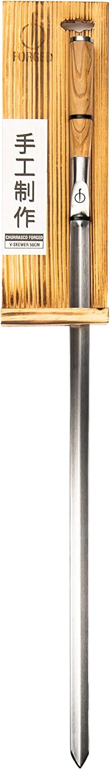 Forged Churrasco Grillspiesse 50cm, Olivenholz griff, Edelstahl, V-Form 50.0 Zentimeter, 50.0 Zentim
