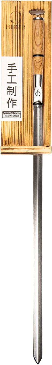 Forged Churrasco Grillspiesse 60cm, Olivenholz griff, Edelstahl, V-Form 60.0 Zentimeter, 60.0 Zentim
