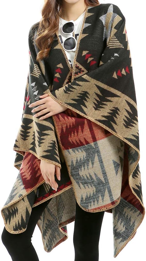 Lifetooler Poncho Damen Winter Strick Cape Cardigan Übergrosse Poncho Schal Elegant Warm Wendeumhang