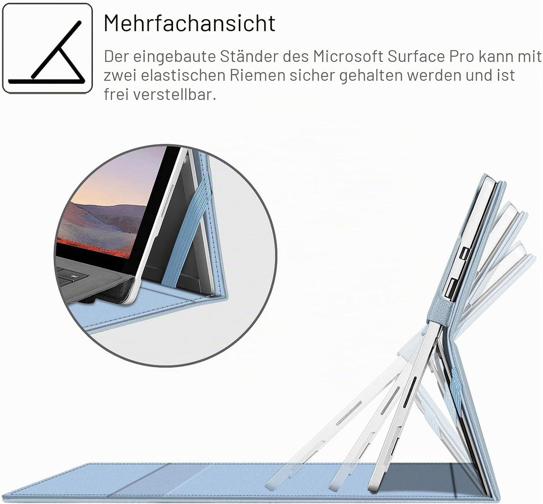 Fintie Hülle für Microsoft Surface Pro 7+ / 7/6 / 5/4 / 3 - Multi-Sichtwinkel Kunstleder Tasche Schu