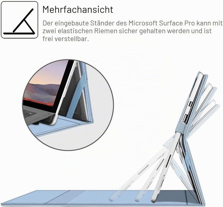 Fintie Hülle für Microsoft Surface Pro 7+ / 7/6 / 5/4 / 3 - Multi-Sichtwinkel Kunstleder Tasche Schu