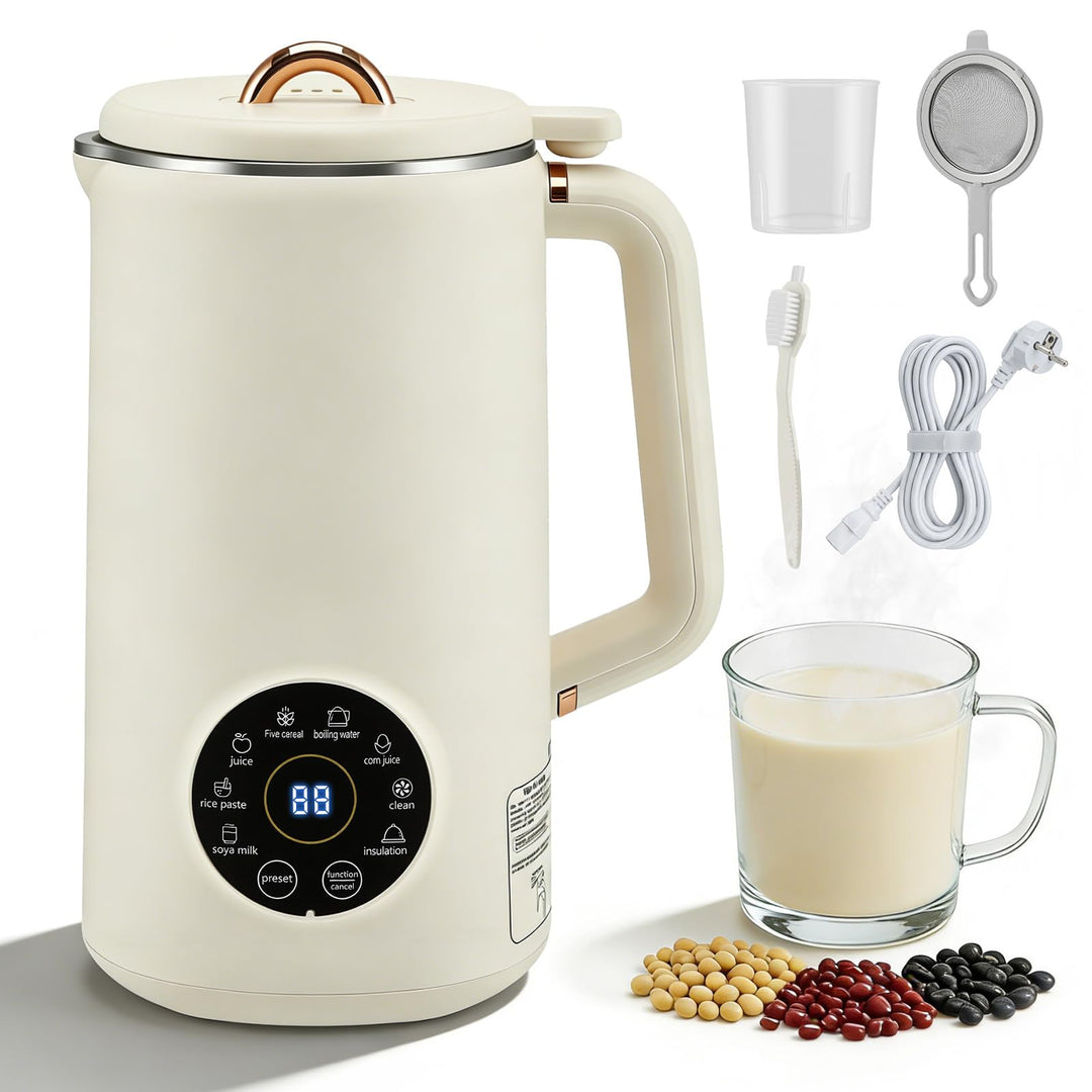 Nussmilchmaschine, 1000ML 8-in-1 Sojamilch Maschine, Automatische Warmhaltefunktion & Selbstreinigun