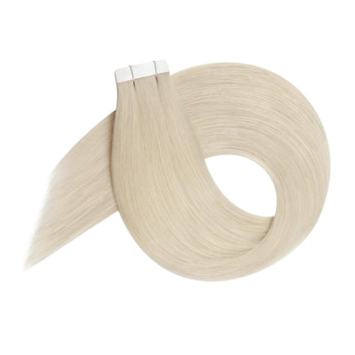 YoungSee Tape in Extensions Platinblond 40 cm Tape Extensions Echthaar Blond Skin Weft Extensions Ec