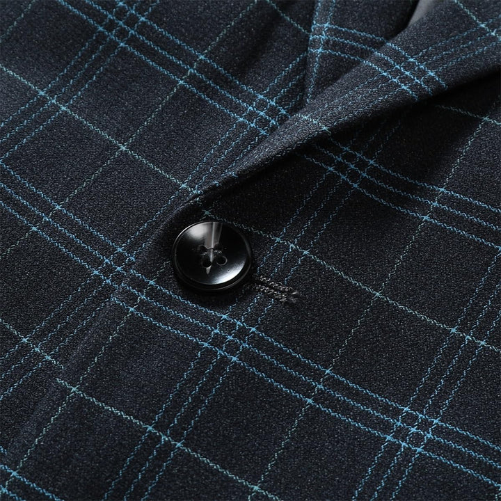 Allthemen Herren Anzug 2 Teilig Kariert Anzüge Business Herrenanzug 2-Knopf für Hochzeit XS Schwarz,