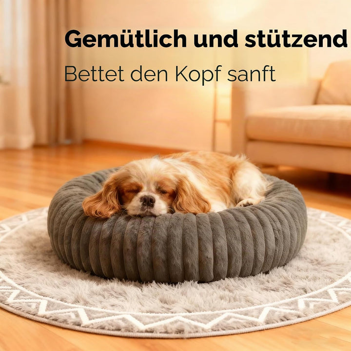 Flauschig Haustierbett Waschbar Hundebett Katzenbett Rund Donut Hundekorb Indoor Katzenkissen Katzen