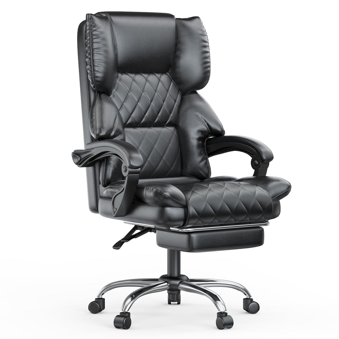 naspaluro Chefsessel Bürostuhl mit Fussstütze, Schreibtischstuhl Ergonomisch, PU Leder Computerstuhl