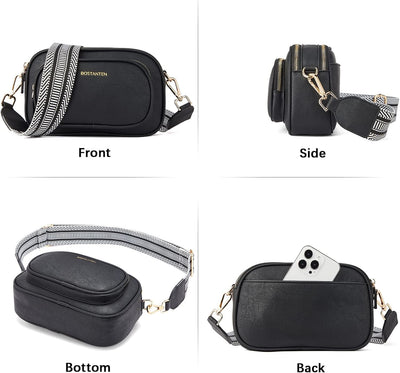 BOSTANTEN Damen Handy Umhängetasche, PU Leder Crossbody Schultertasche, Umhängetasche mit Breitem Gu
