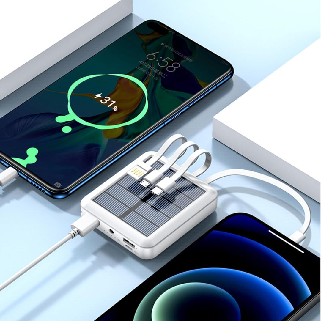 20000mAh Solar Power Bank für Handy-Laptop-Tablet, Mobiles Solar Ladegerät mit 4 USB-Ladekabel, Outd