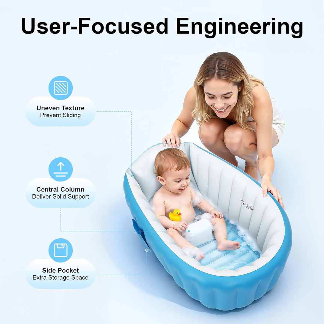 Aufblasbare Babybadewanne, Faltbare Rutschfeste Duschwanne für Kinder & Kleinkinder, Mini Luft Schwi