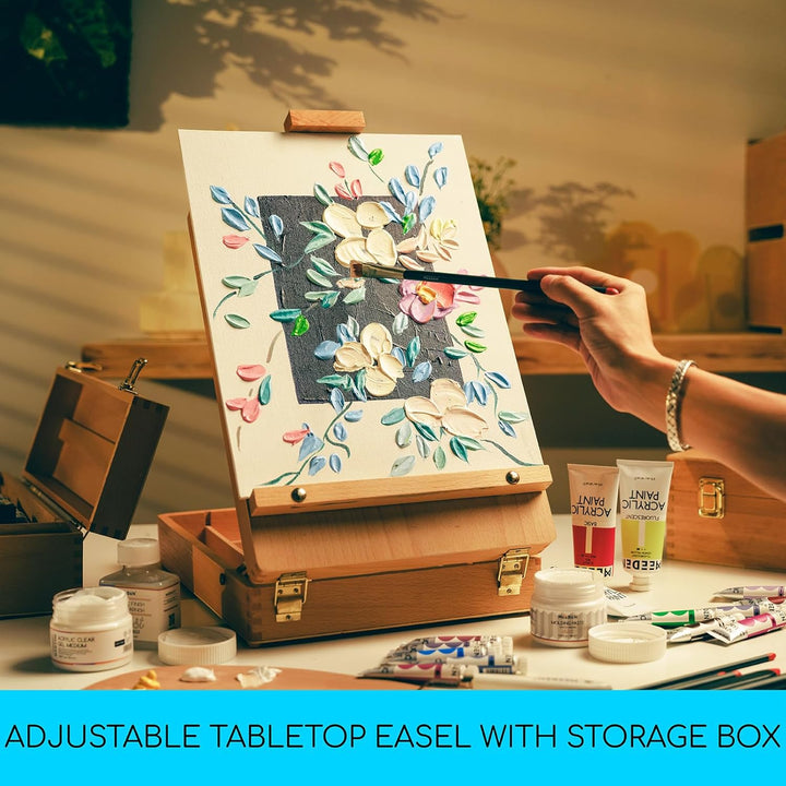 MEEDEN Studio Sketch Box Staffelei aus massivem Buchenholz, universelles Design, verstellbare Tischp