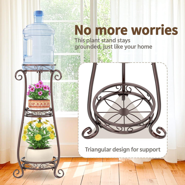 VASZOLA 3 Stufiger Hoher Metallpflanzenstand Indoor Outdoor Clearance, 35 Zoll Rostfreier Eisen-Blum