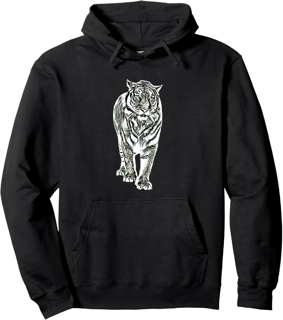 Tiger Motiv Raubkatzen Katzen Dschungel Zähne Krallen Tiger Pullover Hoodie