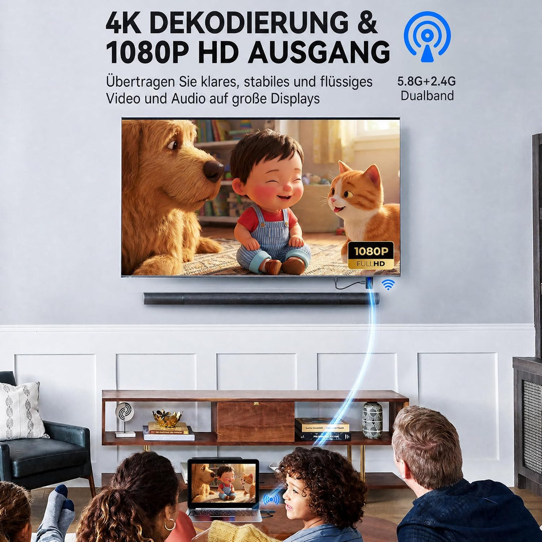 MOMAN HDMI Wireless 4K Decoding Wireless HDMI Transmitter and Receiver 196FT Funkübertragung Stabile