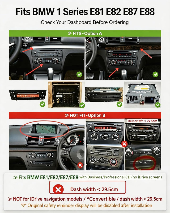 CAMECHO 2G+64G 4 Core Android 15 Autoradio für BMW 1 Serie E81 E82 E87 E88 mit Navi Carplay Android
