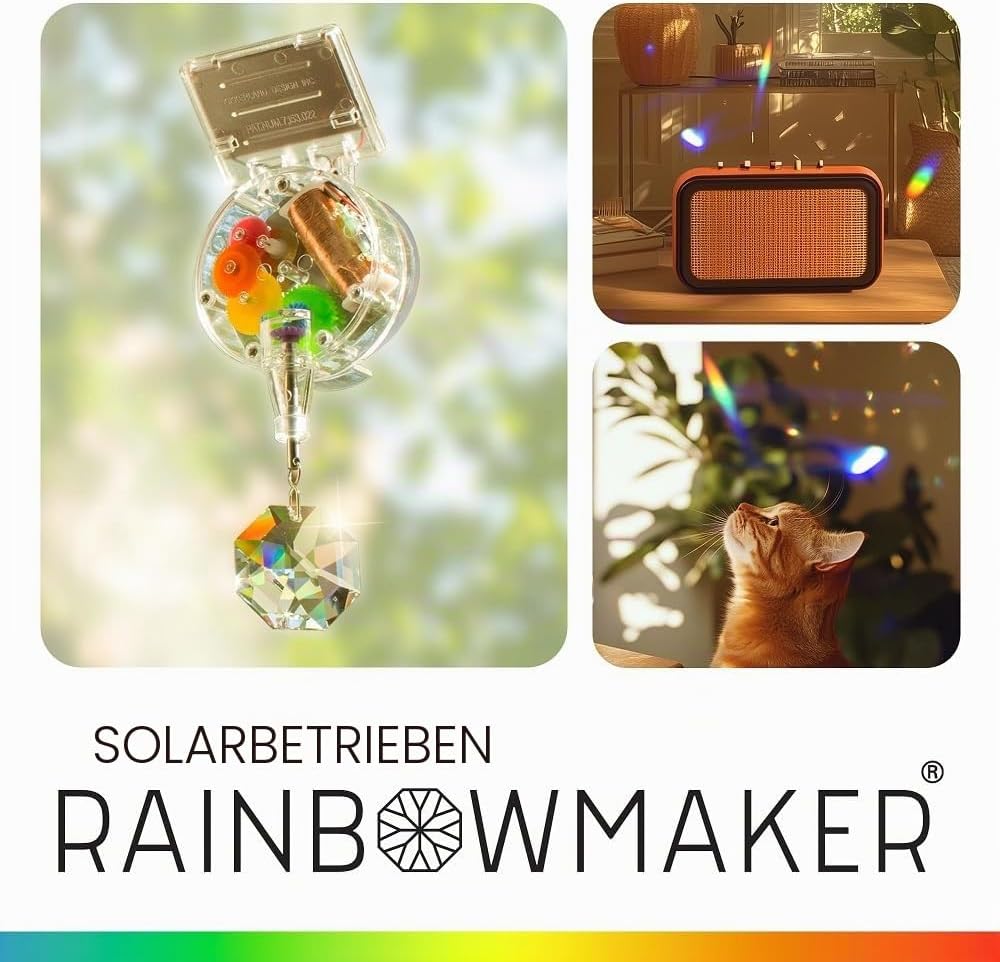 SOLARBETRIEBENER Regenbogen - Macher Zauber Projektor, Rainbow Maker mit Solarantrieb Single, Regenb