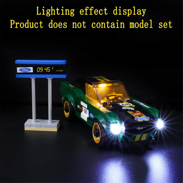 GEAMENT LED Licht-Set Kompatibel mit Lego 1968 Ford Mustang Fastback Speed Champions 75884 Bausteine