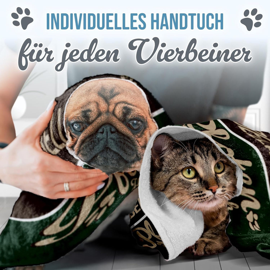 PR Print Royal Personalisiertes Hundehandtuch mit Name selbst gestalten - Pfotenhandtuch - Pfotentuc
