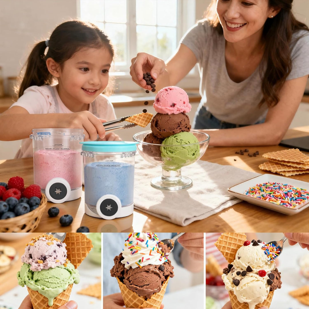 Nepfaivy Behälter für Ninja Swirl by Creami - 4er-Set Eiscremebecher und Deckel Kompatibel mit Ninja
