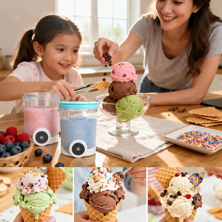 Nepfaivy Behälter für Ninja Swirl by Creami - 4er-Set Eiscremebecher und Deckel Kompatibel mit Ninja