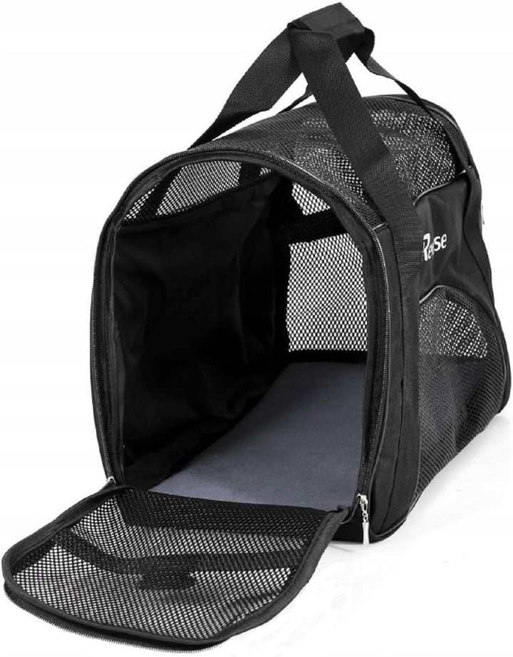 Tragetasche für Katzen Hunde Haustiere 52x25x34 cm bis 10 Kg Meshfenster Transparent (Schwarz), Schw