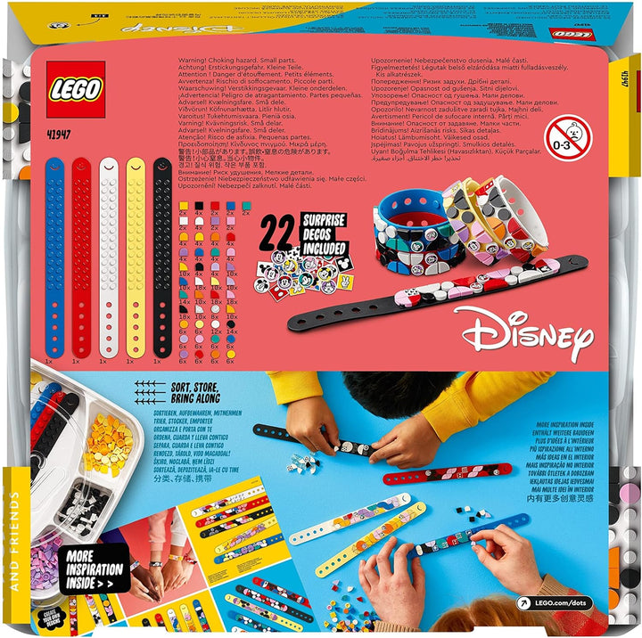 LEGO DOTS 41947 Disney Mickys Armband-Kreativset, 5-in-1 Bastelset, DIY Schmuckset für Kinder, Spiel