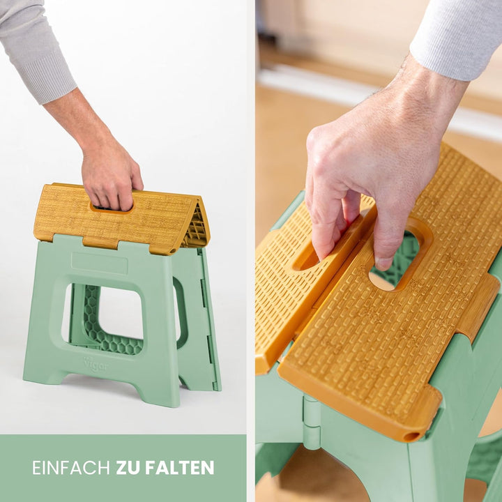 Vigar Kompakte Tritthocker Klappbar für Erwachsene, 27 cm, Klapphocker Faltbar 150 kg rutschfest, Le
