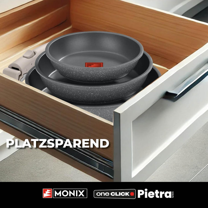MONIX One Click Pietra | Set mit 3 stapelbaren Pfannen