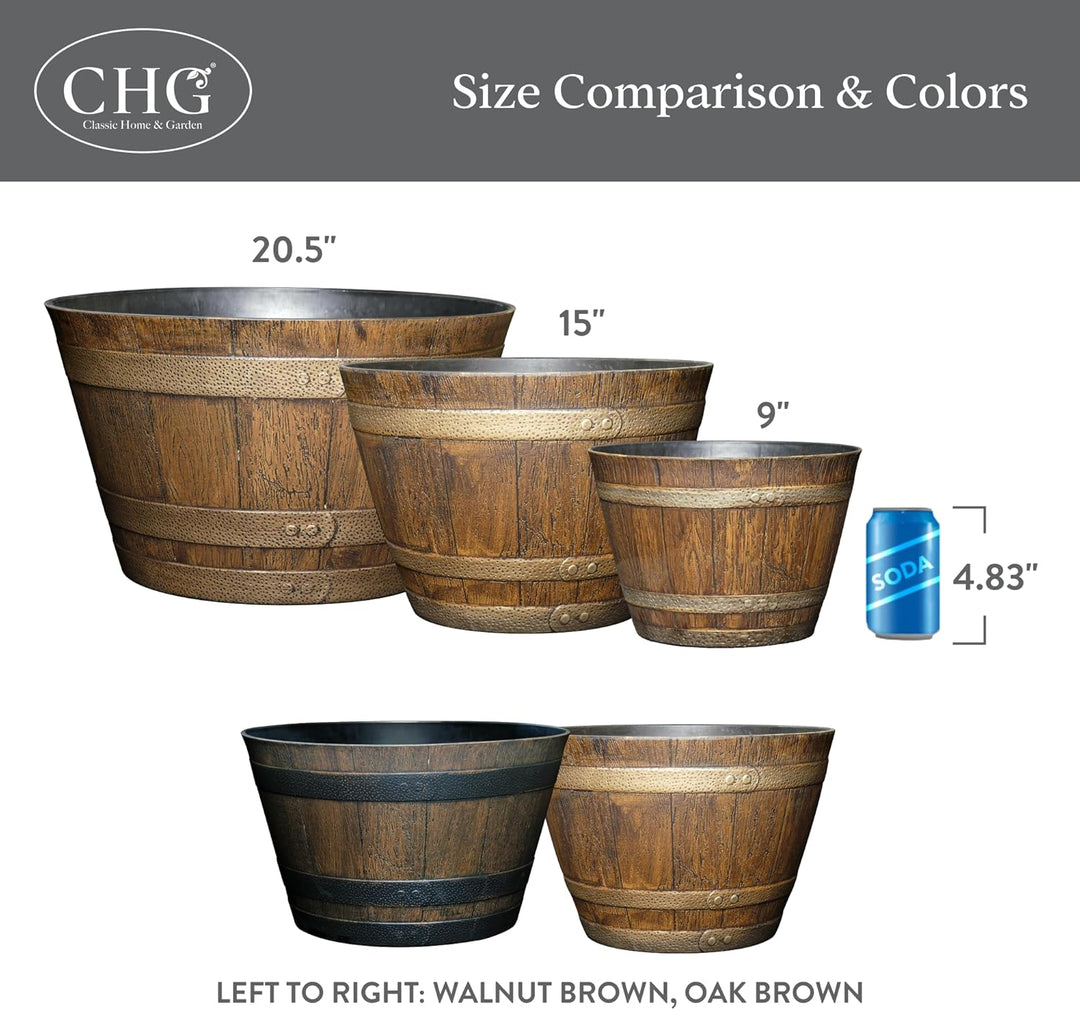 Classic Home and Garden 74 Whiskyfass, 22,9 cm, Eiche im Used-Look 9" Whiskey Barrel Eiche im Used-l