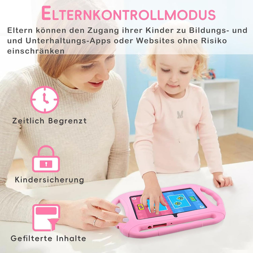Veidoo Kinder-Tablet für Kleinkinder 7 Zoll Android Tablet für Kinder 32GB, WiFi, GMS, Google Plays,