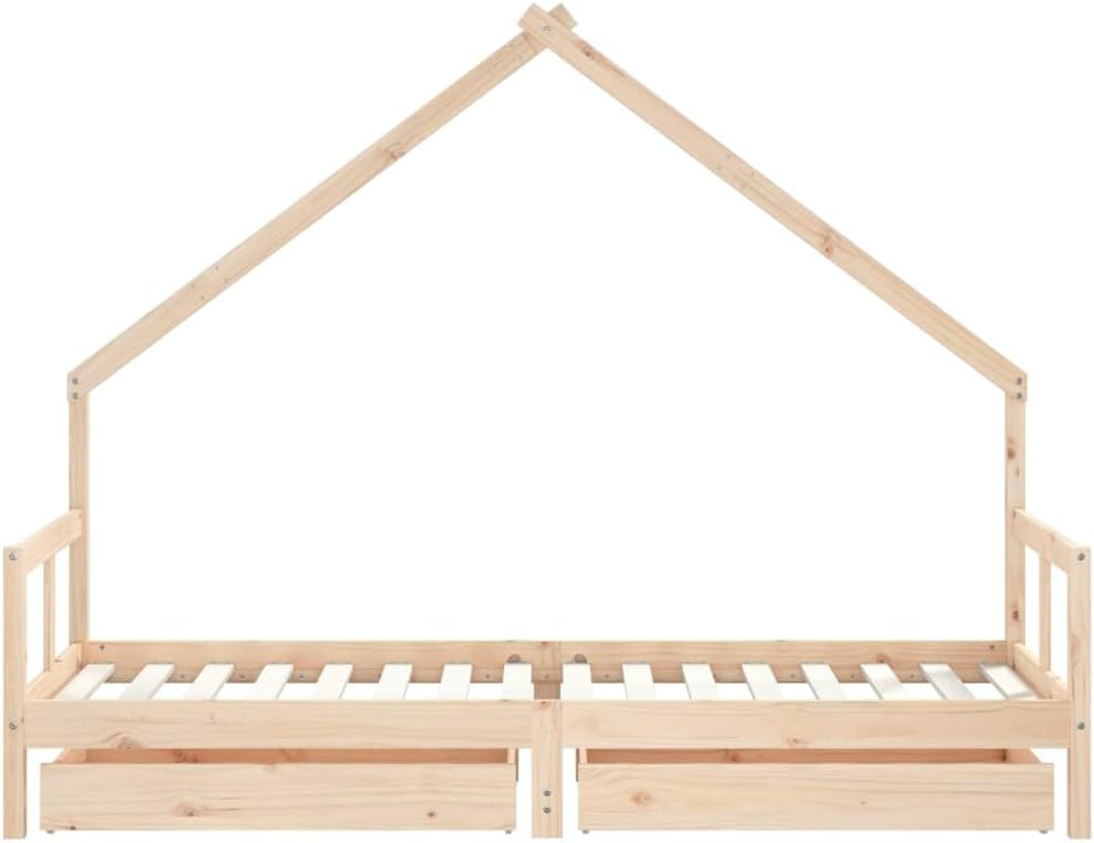 Festnight Hausbett 80x200 cm mit Schubladen ohne Matratze, Kinderbett mit Schubladen, Kinder Haus Be
