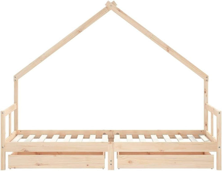 Festnight Hausbett 80x200 cm mit Schubladen ohne Matratze, Kinderbett mit Schubladen, Kinder Haus Be