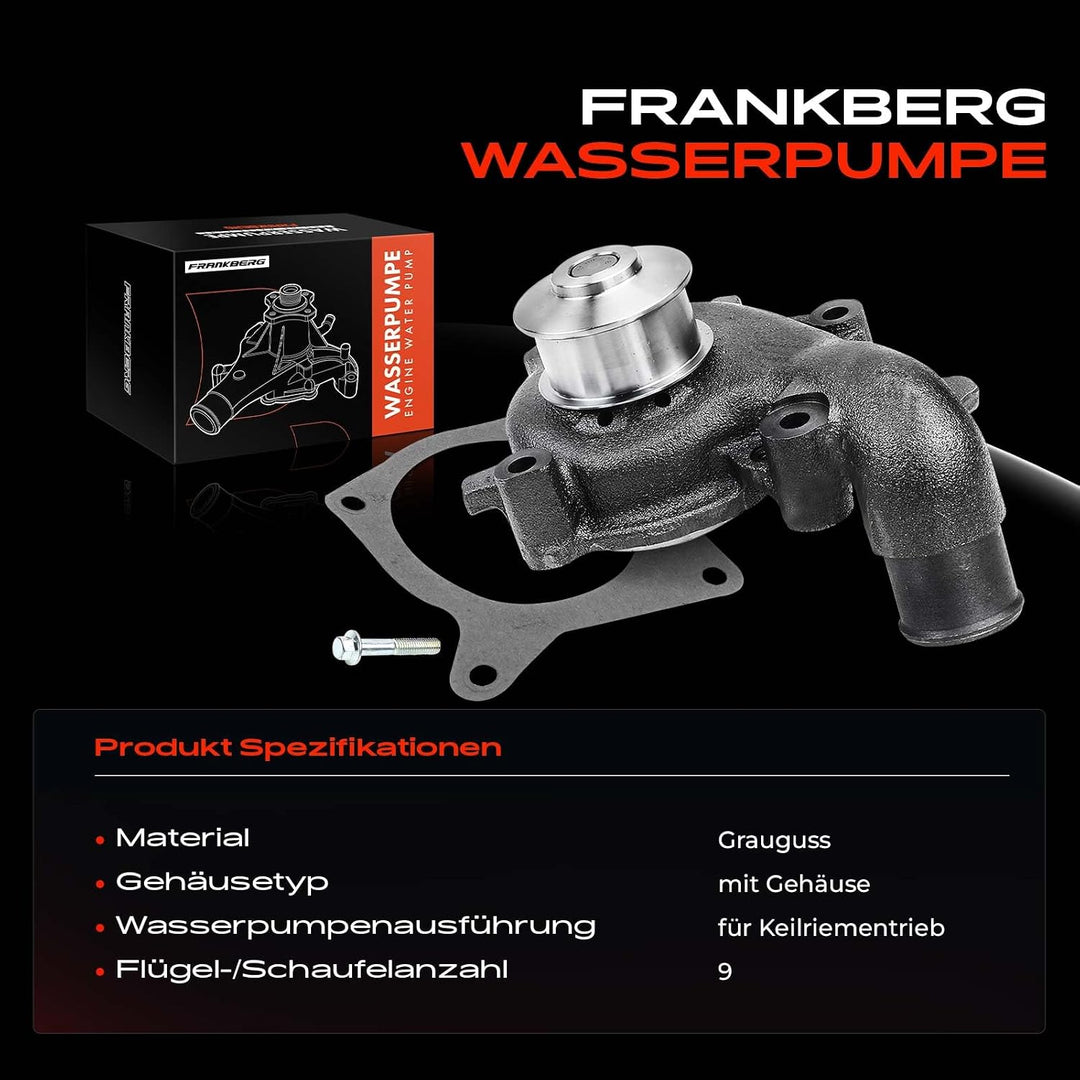 Frankberg Wasserpumpe Kühlmittelpumpe Kompatibel mit Escort VI AAL ABL GAL 1.8L 1995-1996 Fiesta IV