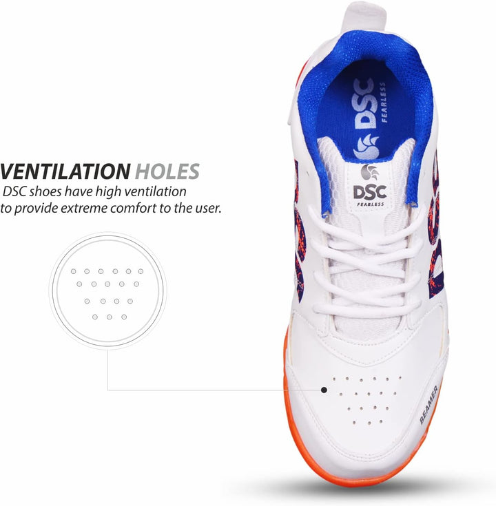 DSC Beamer Cricket Shoes | for Boys and Men | Light Weight | Durable Fluro Orange White 36 EU, Fluro