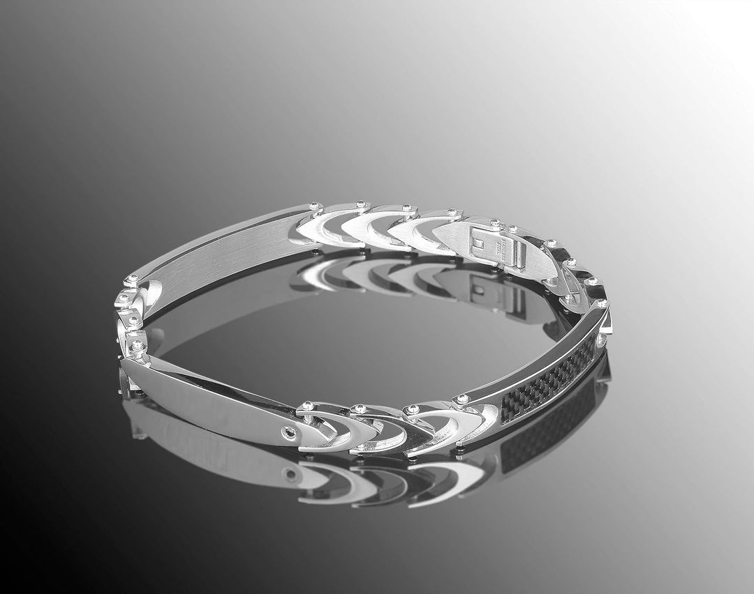 Karthe Jewels Zen S Karbon Herren-Armband aus Stahl und Kohlefaser.