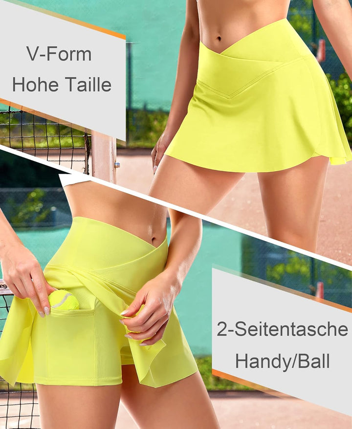 Plissierter Tennisrock Damen mit Unterhose Tennis Faltenrock Kurz Hosenrock Golf Sport Workout Runni