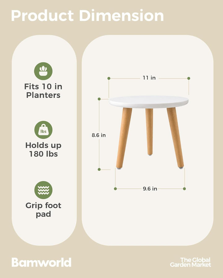 Bamworld Blumenständer klein – Moderner Beistelltisch & Pflanzenständer aus Holz, Rundes Design für