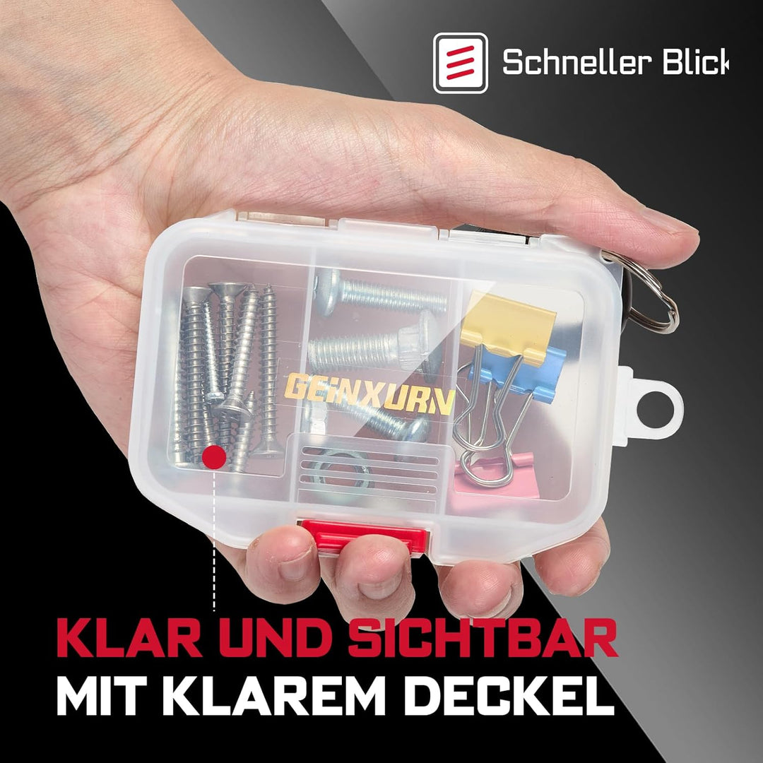 Kunststoff-Werkzeugkasten-Set, 7-teilig, Transparenter, Tragbarer Aufbewahrungskoffer für Verschiede