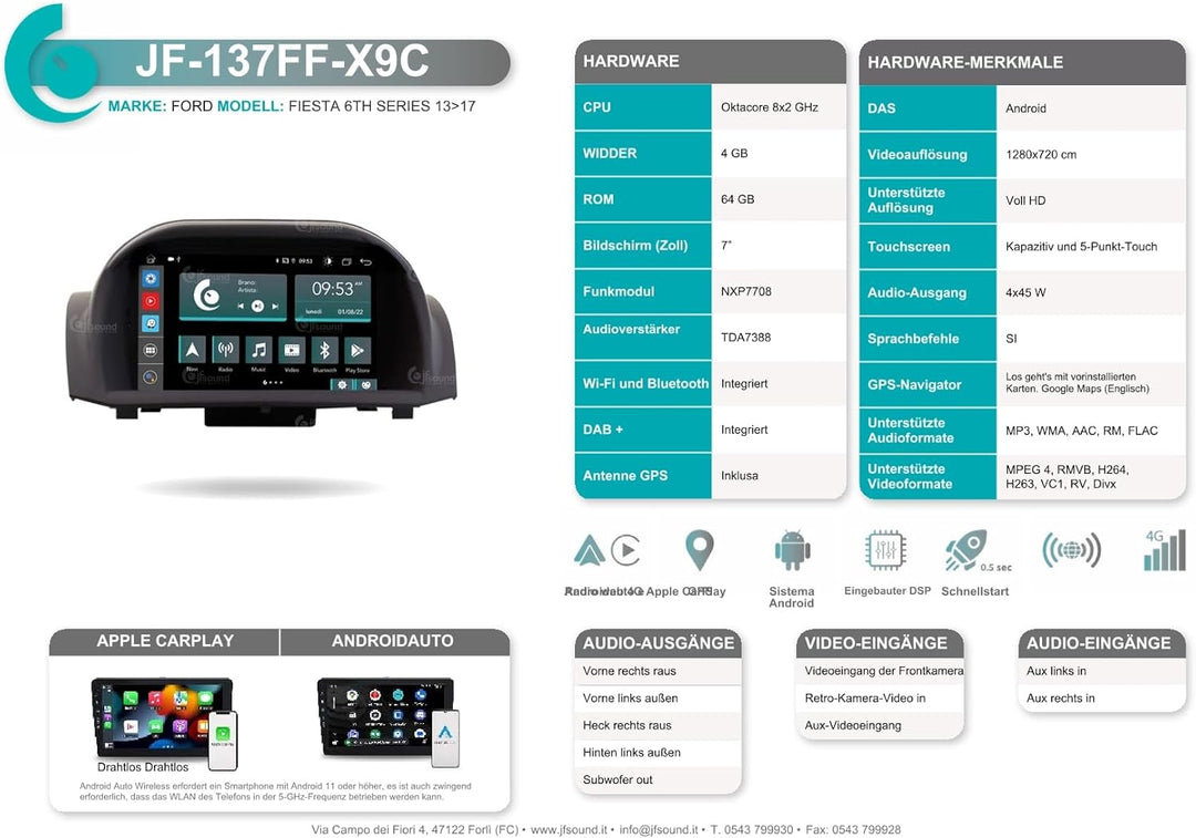 Personalisiertes Autoradio für Ford Fiesta 2013-16 Android GPS Bluetooth WiFi USB DAB+ Touchscreen 7