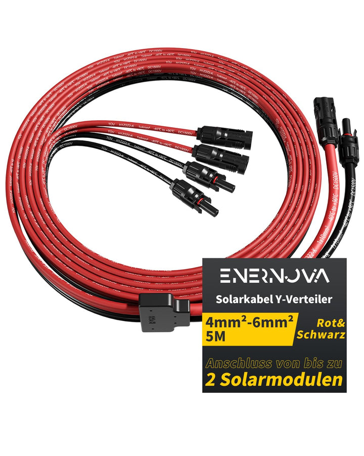 enernova Solarkabel Y-Verteiler, 4mm²-6mm² Solar-Anschlusskabel, IP68 Wasserdicht Solarkabel Verläng