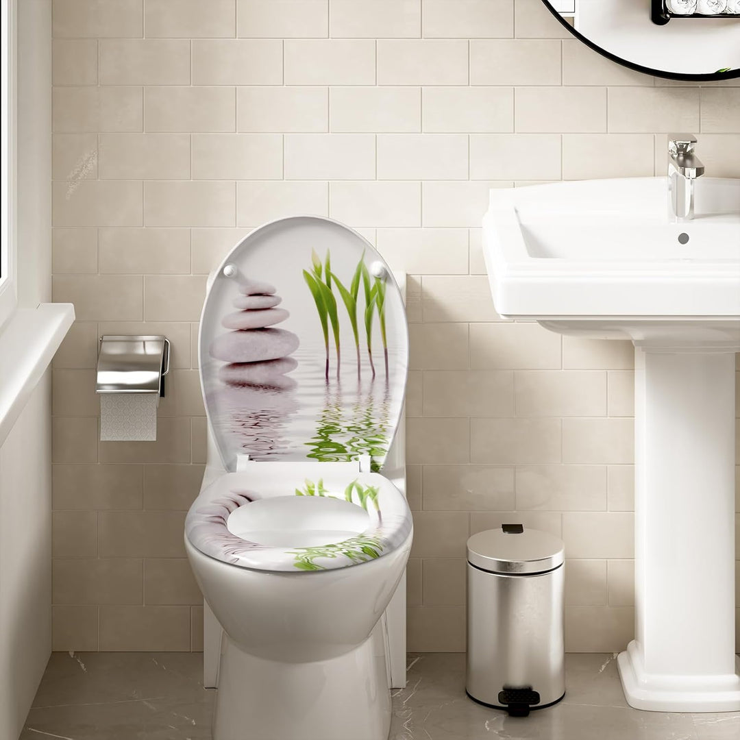 WOLTU WC Sitz mit Absenkautomatik,Toilettensitz Motiv, Toilettendeckel aus Duroplast, Stable Klodeck