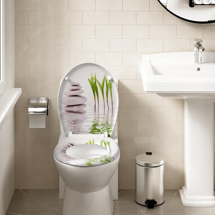 WOLTU WC Sitz mit Absenkautomatik,Toilettensitz Motiv, Toilettendeckel aus Duroplast, Stable Klodeck