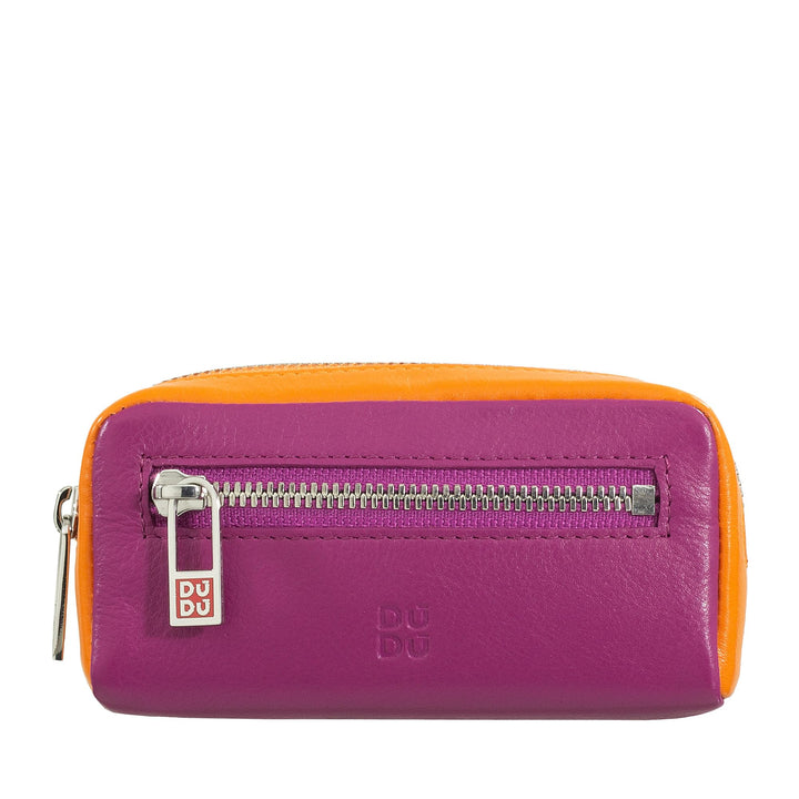 DUDU Bunte Unisex Schlüsseltasche in echtem Kalbsleder Fuchsia, Fuchsia
