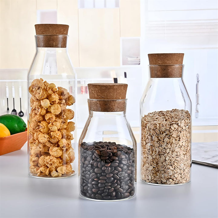 Glas Vorratsdosen mit Korkstopfer Moderner Glasbehälter Luftdicht Gläser mit Holzdeckel, 900ml/30.4