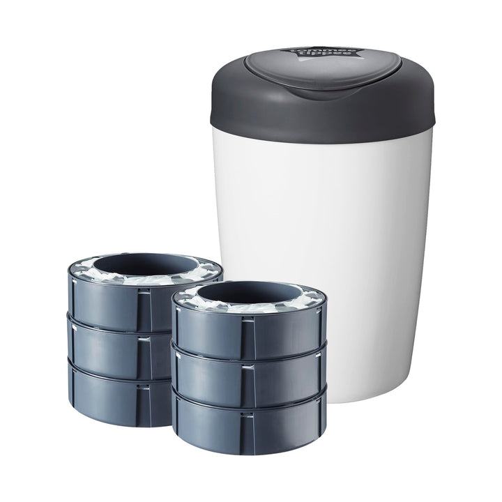 Tommee Tippee Simplee Windeleimer, mit 6 Nachfüllkassette, Schützt gegen Gerüche und Keime*, Zu 100