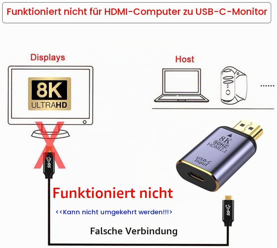 NFHK USB-C Type C Female Source to HDMI Sink HDTV Adapter 8K@60hz 4K@120hz for Tablet &amp; Phone &amp; Lapt