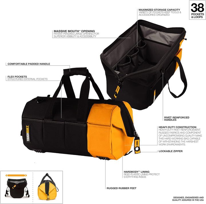 ToughBuilt tou-60–16 40,6 cm massive Mund Tasche, Schwarz/Gelb, 16"