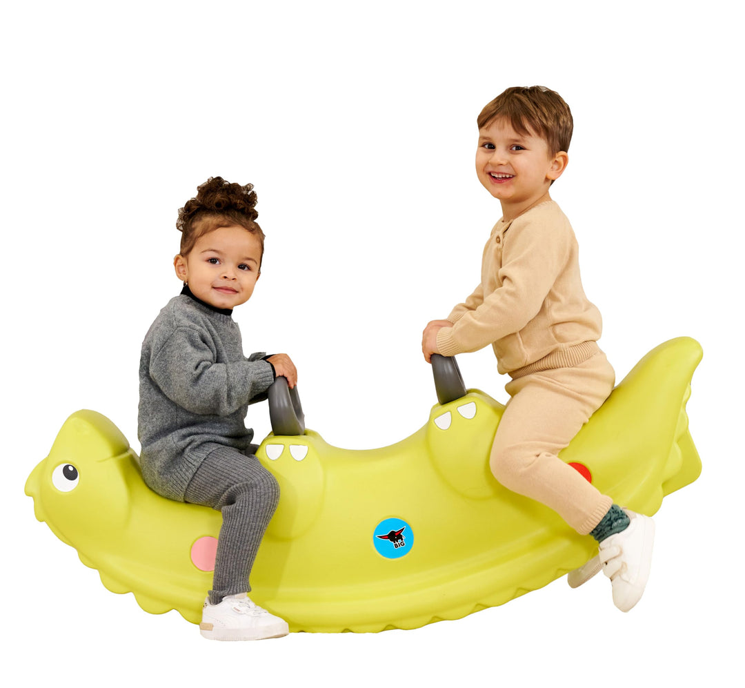 Big Sammy Rocker - Kinderwippe für 1 bis 3 Personen, mit süssen Rückenschuppen und stabilen Griffen,