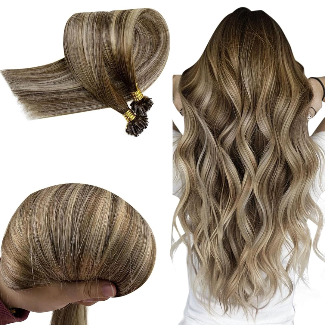 RUNATURE Remy Keratin Bonding Extensions Echthaar 50cm Lang Haarextension Echthaar Keratin 1g Hot Fu